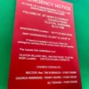 Acrylic Ringing Room Emergency Notice - Image 3